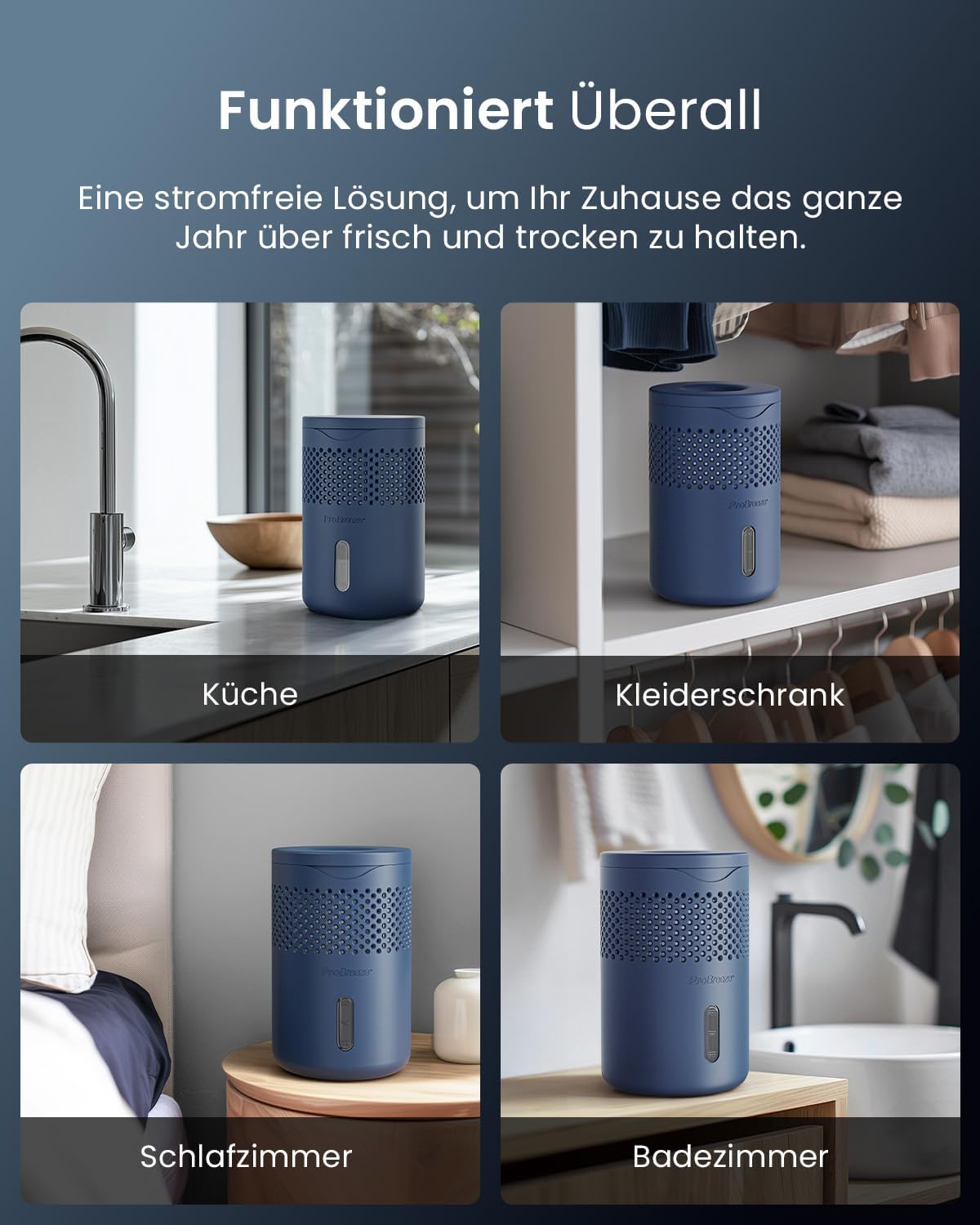 Osmo Mini Luftentfeuchter für Zuhause & Auto, Marineblau