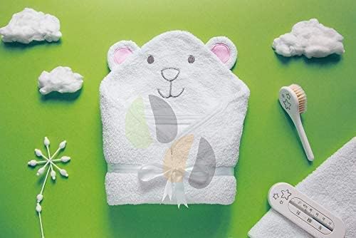 Baby-Kapuzenhandtuch-Set rosa Bär mit Kapuze und Waschlappen, Rosa Bär