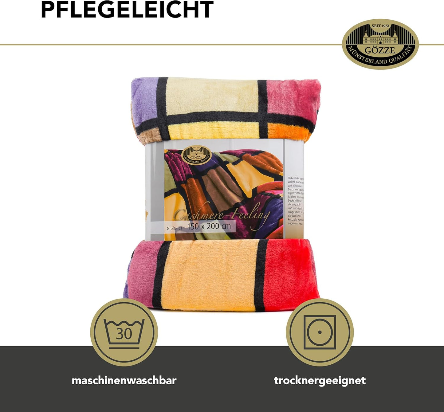 Kuscheldecke mit Cashmere-Feeling, 150 x 200 cm, Orange/Rot/Gelb