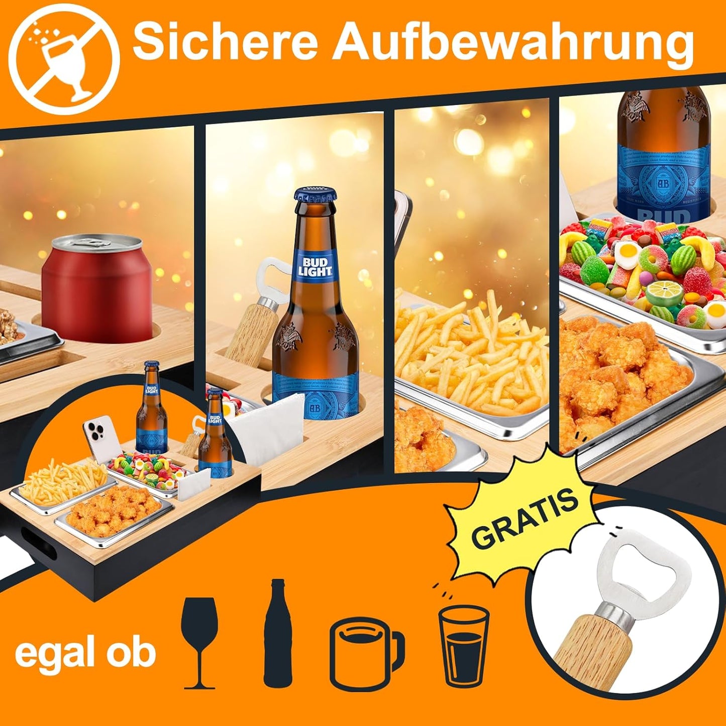 Couchbar mit Snackschalen