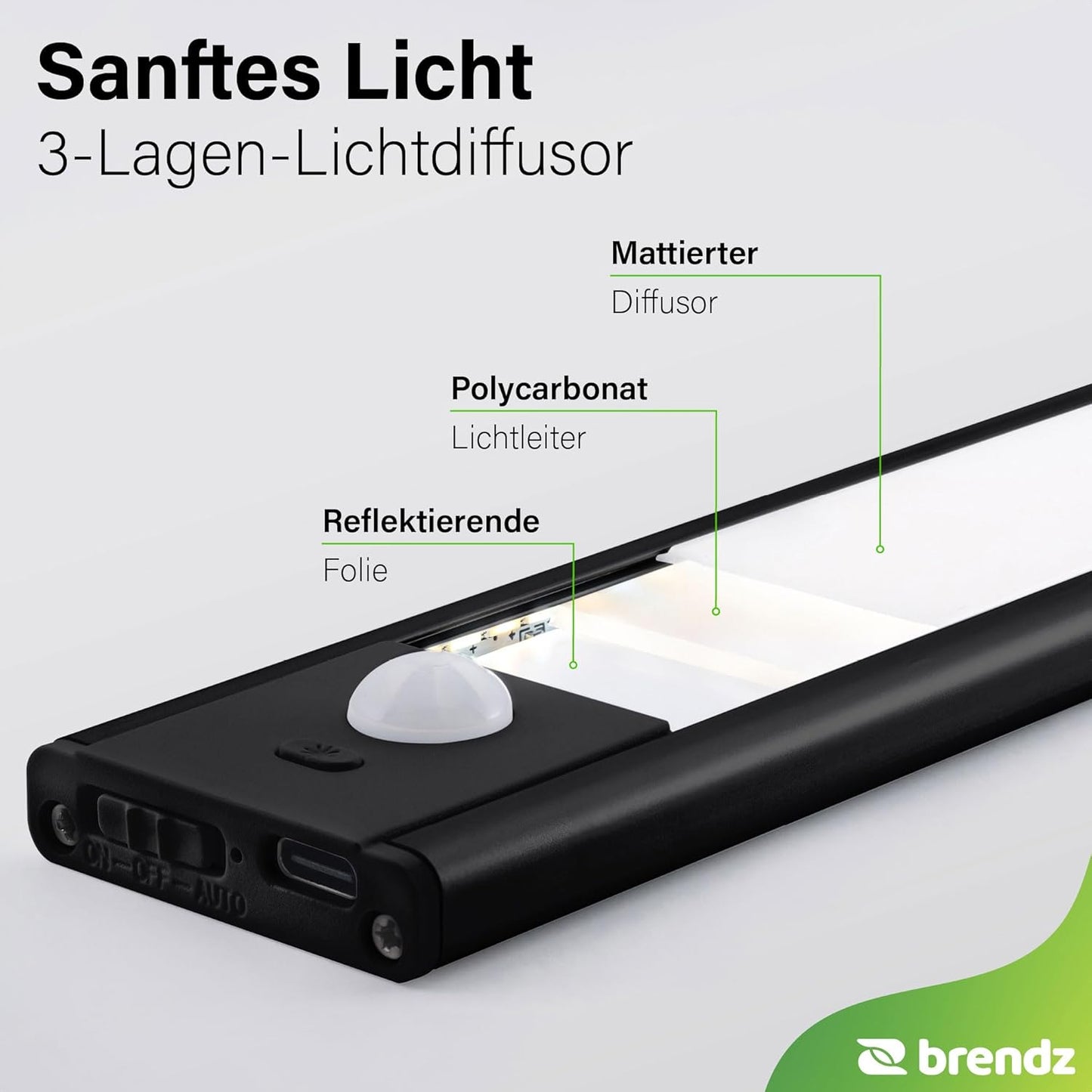 Unterbauleuchte LED für Küche, Schwarz 1 stück - 40 cm