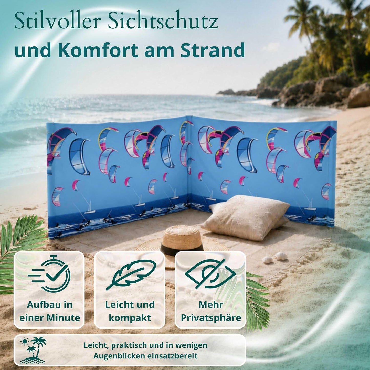 Strandparavent Windschutz, 10m, Design 12 10 m