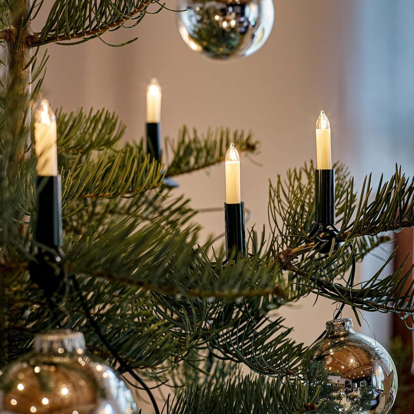 Weihnachtsbaum Lichterkette mit Clip, 10 Lichter / 6,3m beleuchtet / Weiss