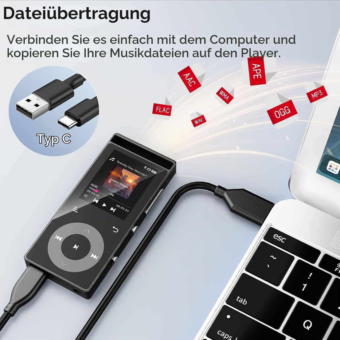 MP3-Player mit Touch-Tasten, schwarz