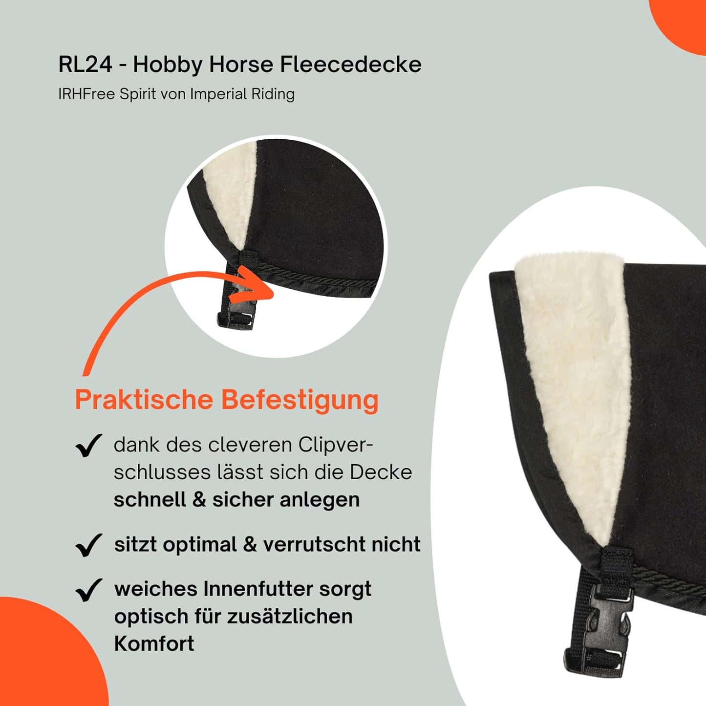 Hobby Horse Fleecedecke mit Pelzkragen und Clip-Verschluss, Fleecedecke (Schwarz Glitter)