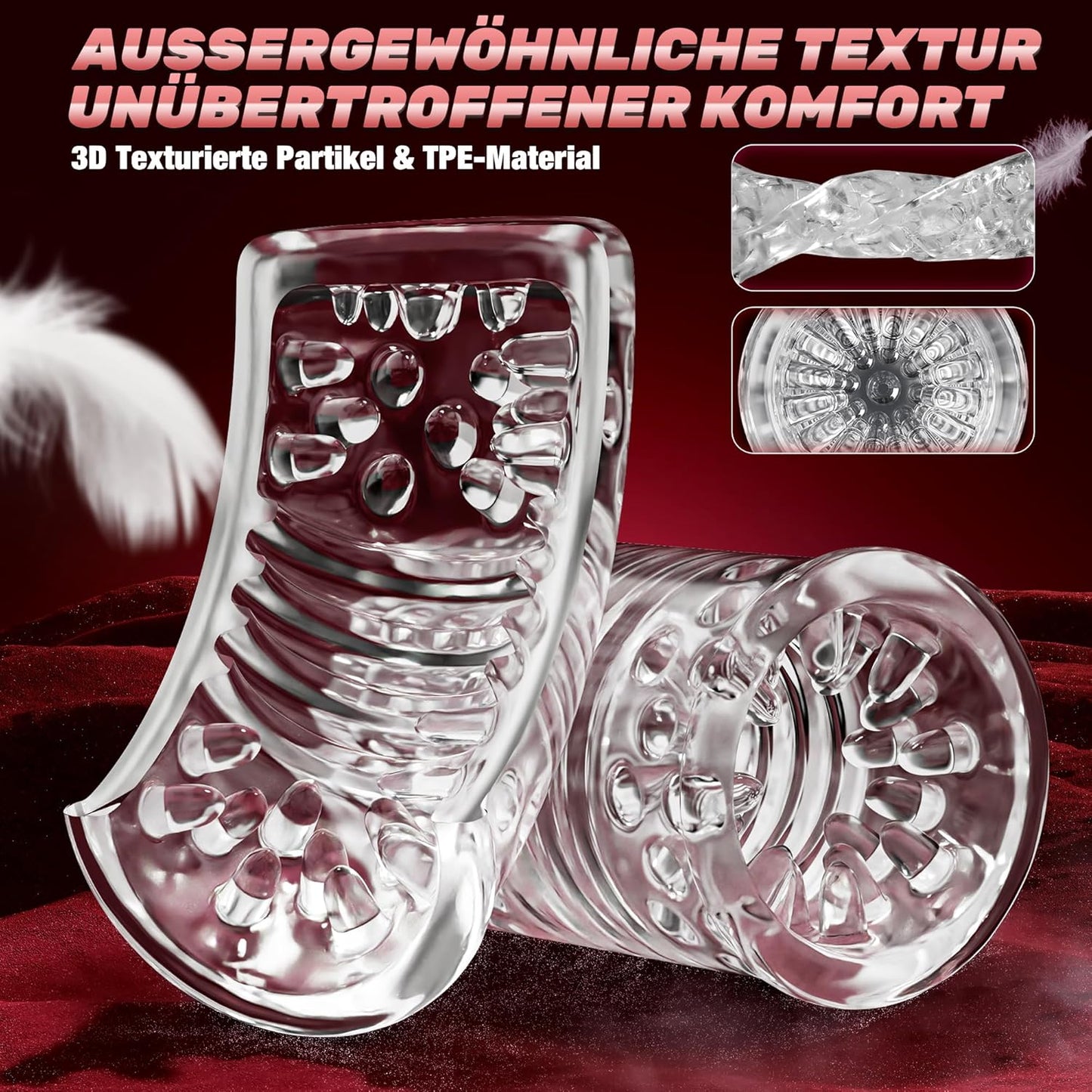 Elektrischer Masturbator mit 7 Modi & App-Steuerung, Rot/Schwarz