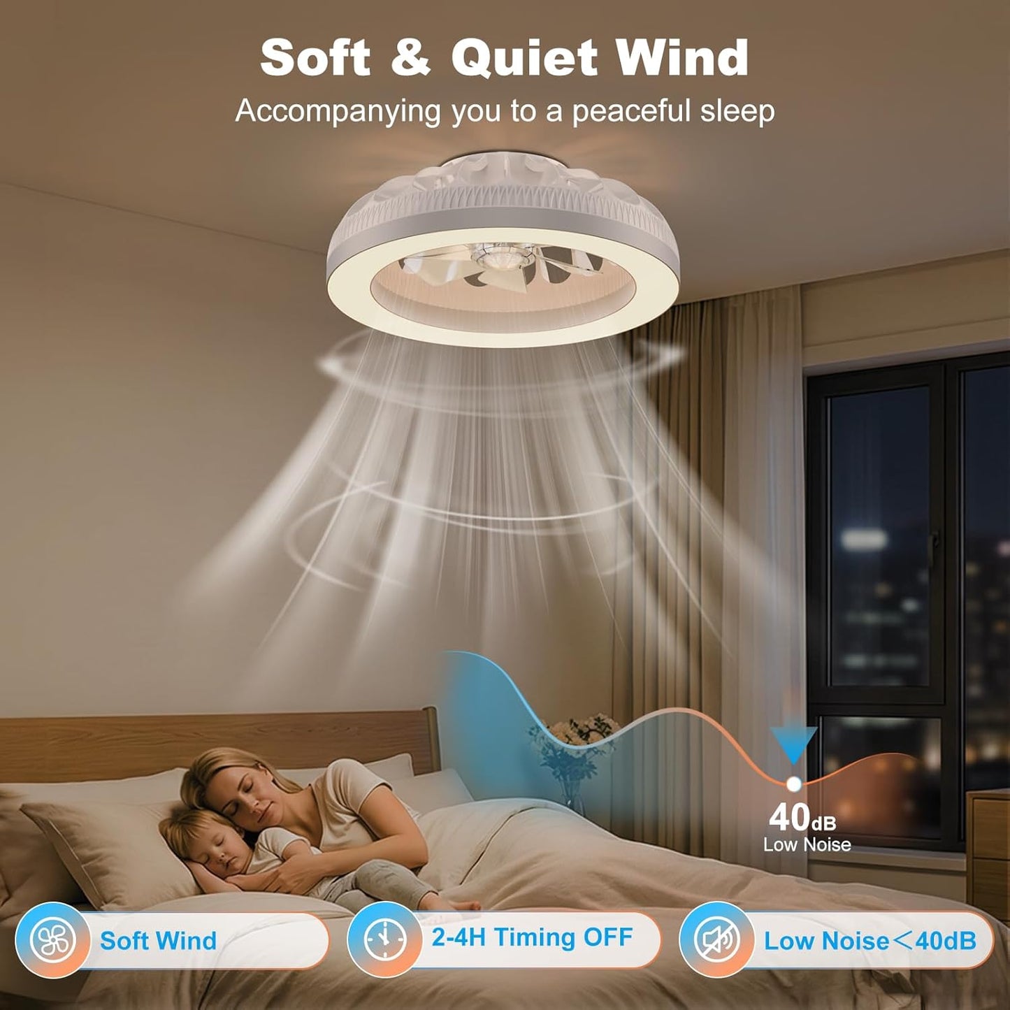 Deckenventilator mit Licht und Fernbedienung, Weiss(3cct+rgb)