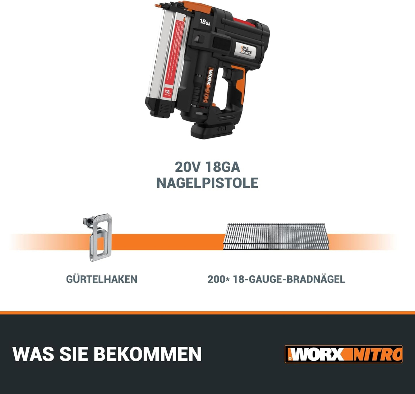 WX842.9 Nitro Akku-Nagler, Nagler Für Nägel bis 50mm - Nitro Version ohne Akku & Ladegerät