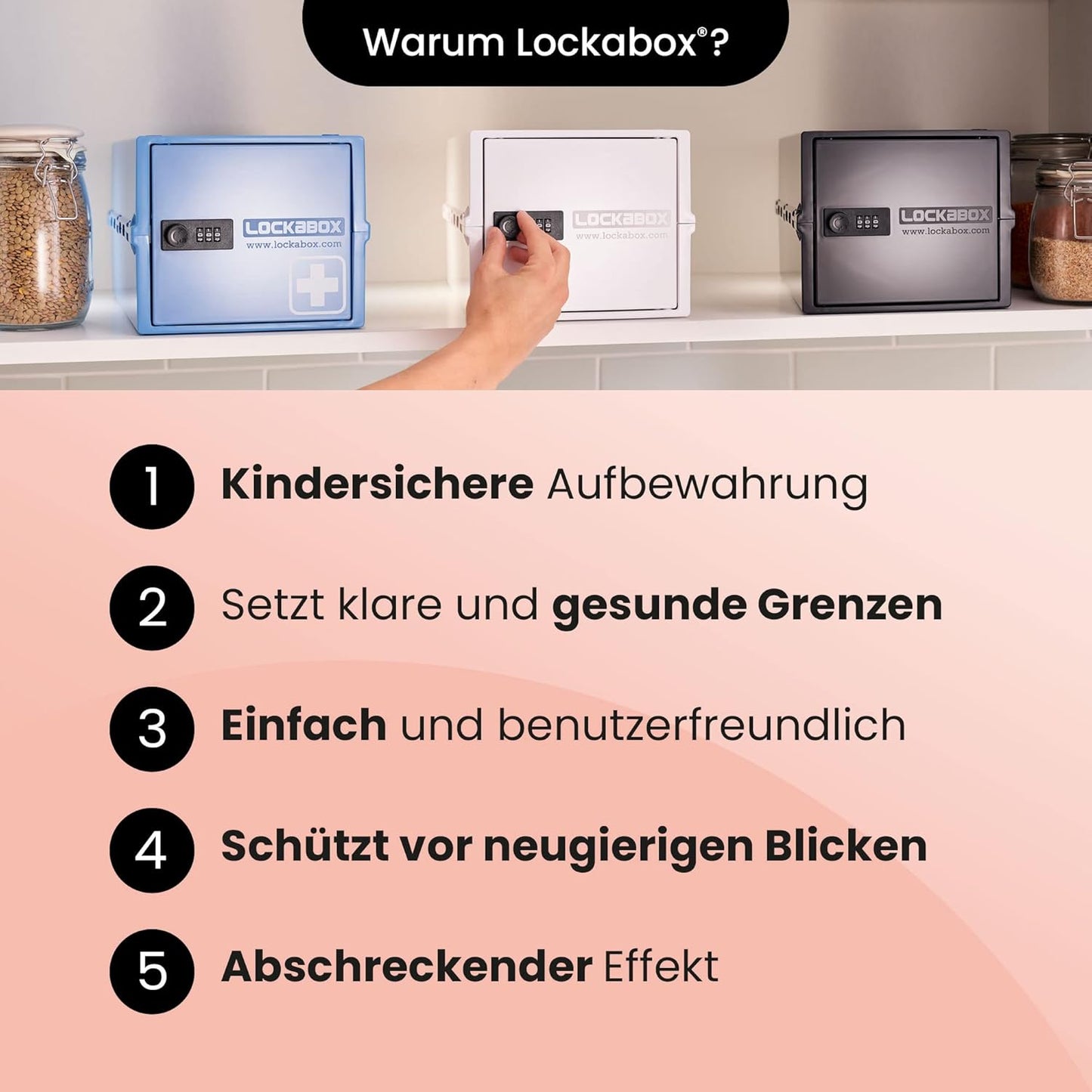 Abschliessbare Aufbewahrungsbox One mit Zahlenschloss, Opalweiss