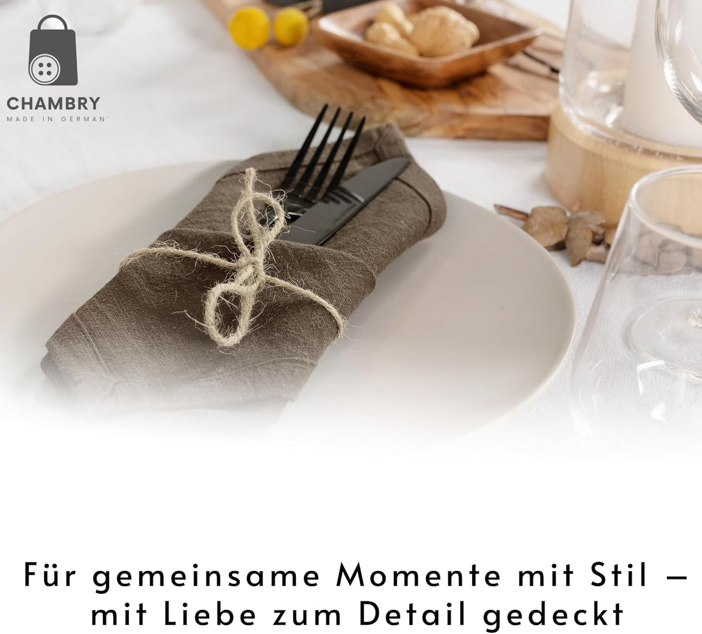6-teiliges Stoffservietten-Set, Braun