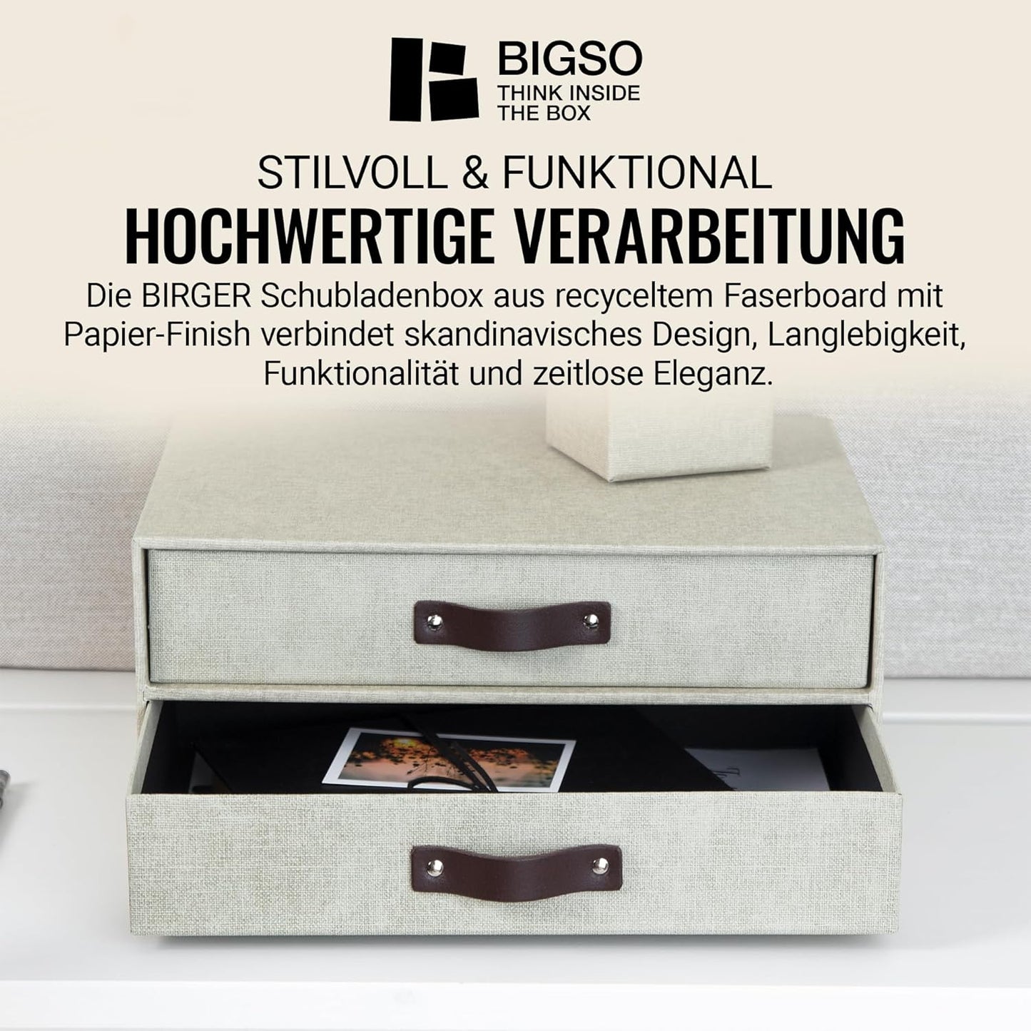 Birger Schubladenbox mit 2 Schubladen, Beige 2