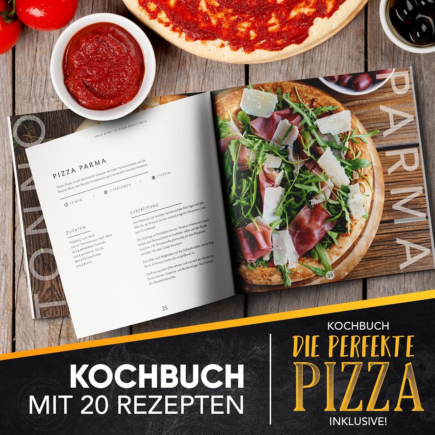 3-teiliges Pizzastein-Set für Ofen & Grill, 38 x 30 x 1.5 cm
