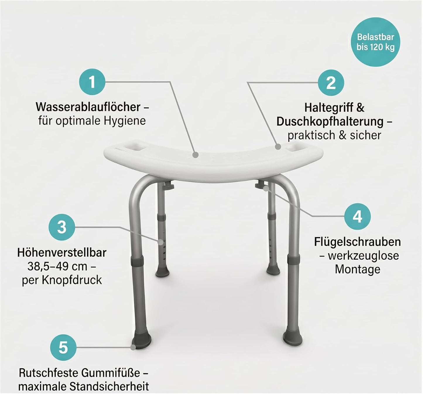Höhenverstellbarer Duschhocker