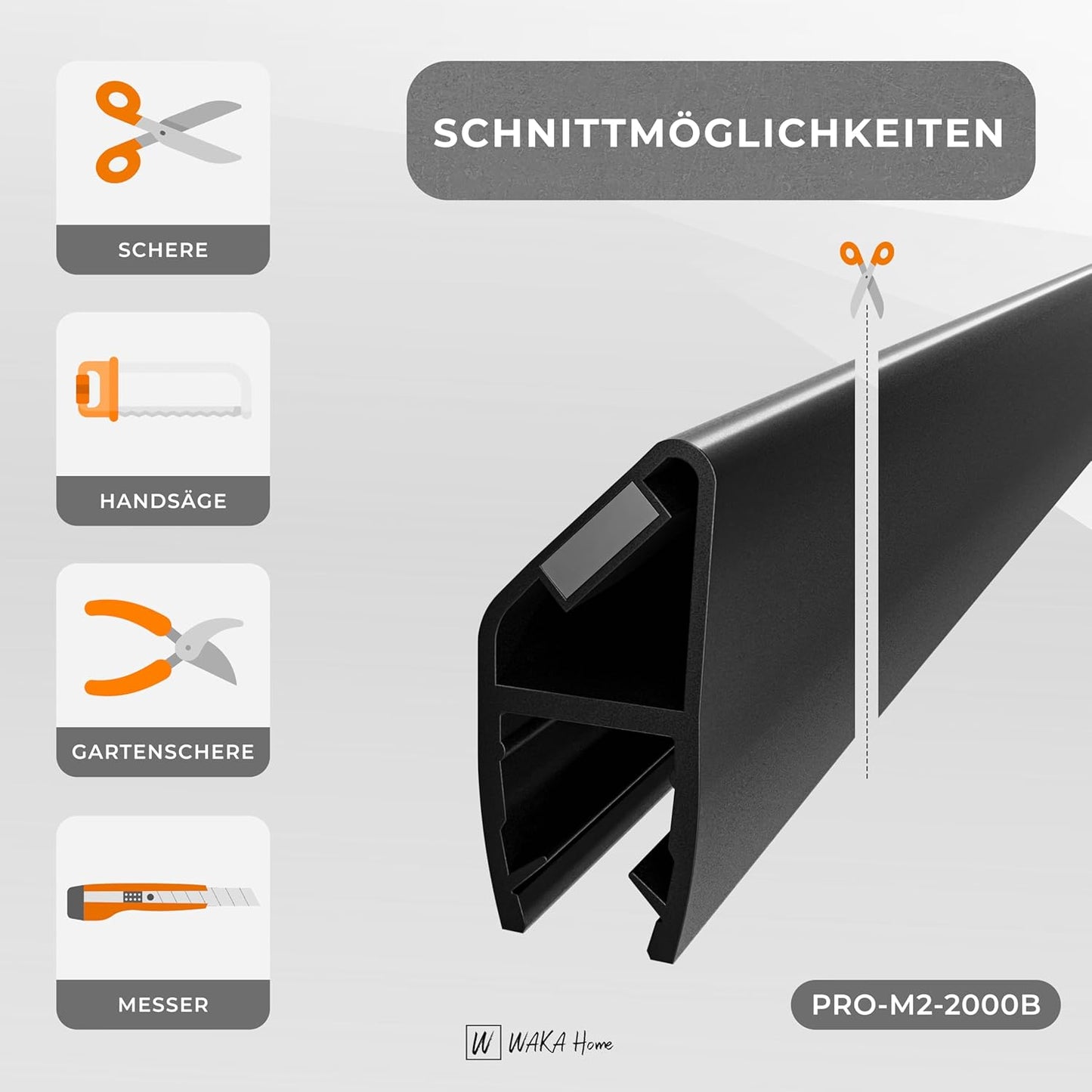Duschdichtungen für Glastüren, 10mm, PRO-M2-2000B, Schwarz 10mm Glas | 90/180°