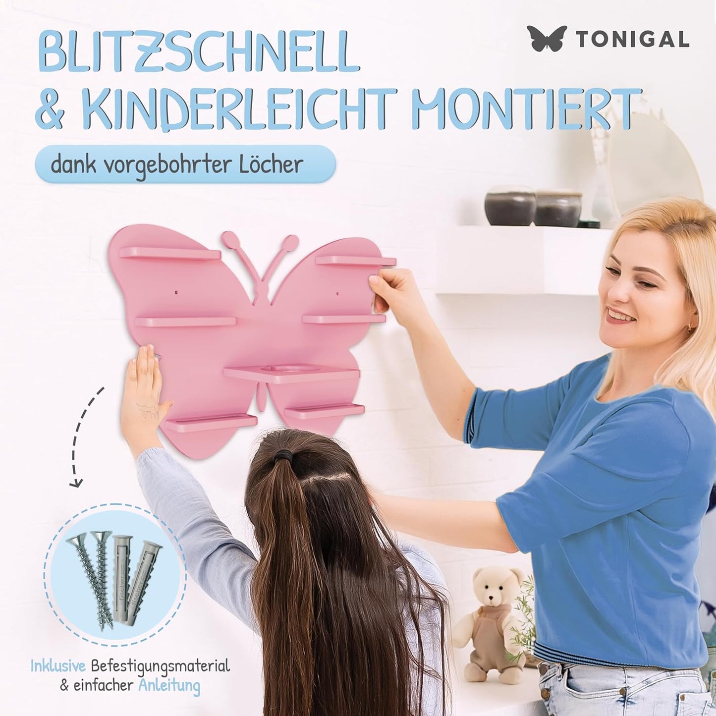 Tonie Regal Schmetterling für 35 Figuren und Toniebox, Rosa