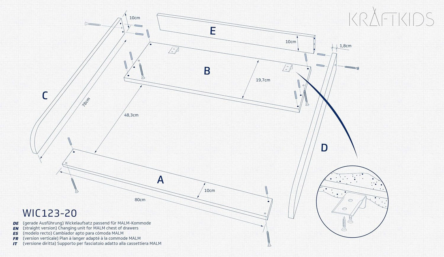 Wickelaufsatz für Ikea Malm Kommoden
