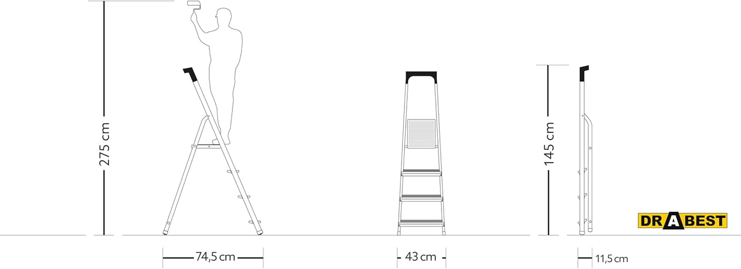 Haushaltleiter mit Ablage, 4 Stufen