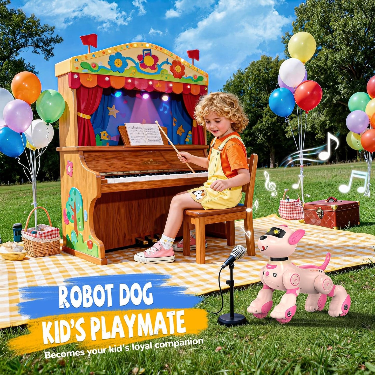 Roboterhund mit Follow-Funktion, Sprachbefehlen und Fernbedienung, Rosa