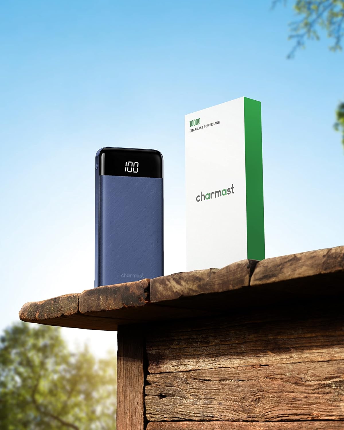 Powerbank mit 4 integrierten Ladekabeln, Blau