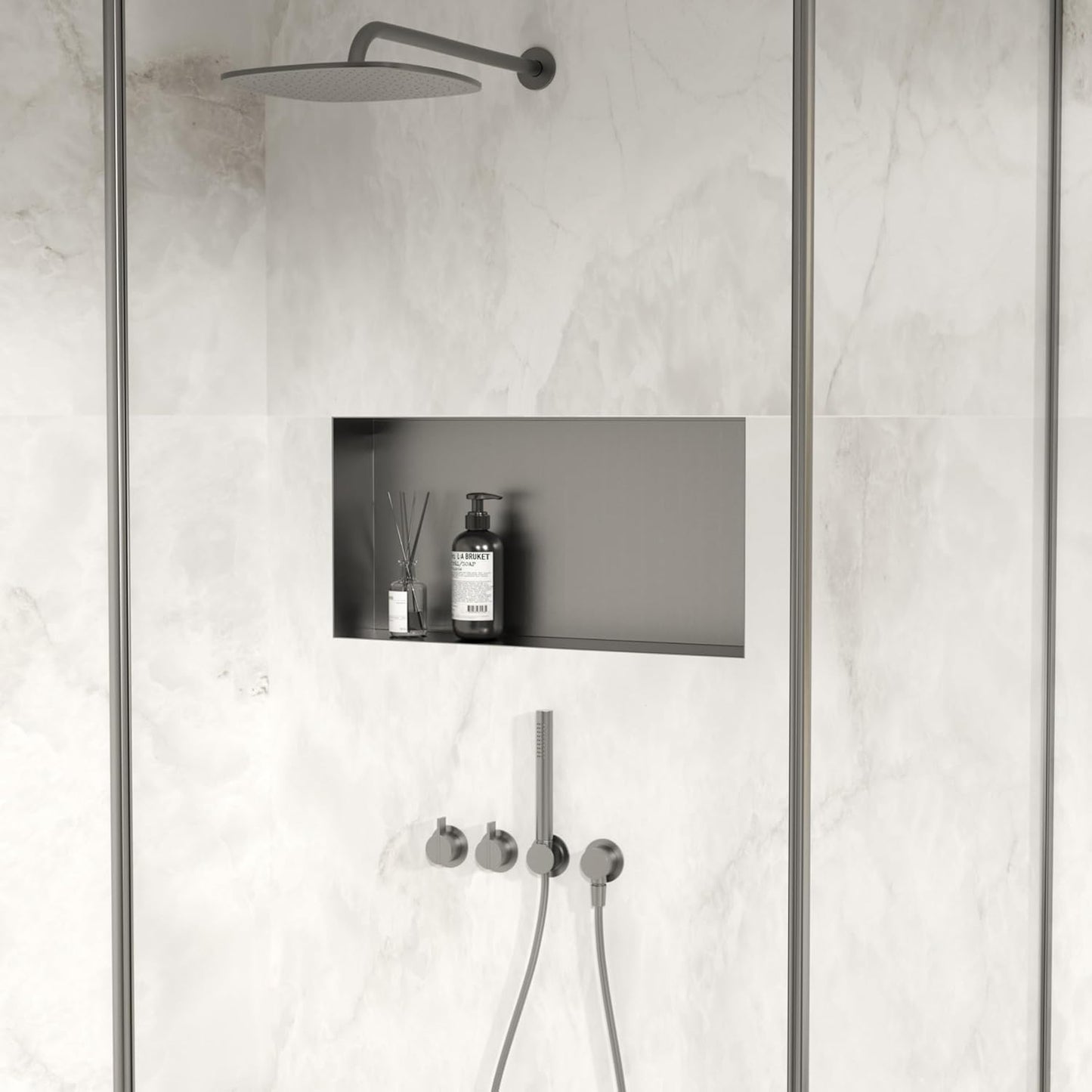 Rahmenlose Duschnische, 60x30x10 cm Grau