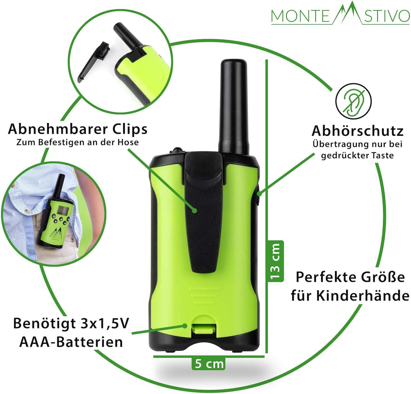 Walkie Talkie Set für Kinder, Grün