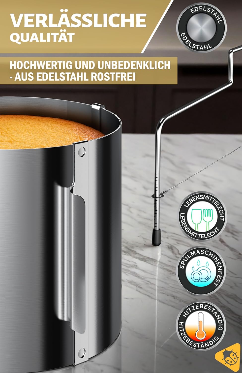 Tortenschneider und Tortenring, Edelstahl - 2 Teile Set