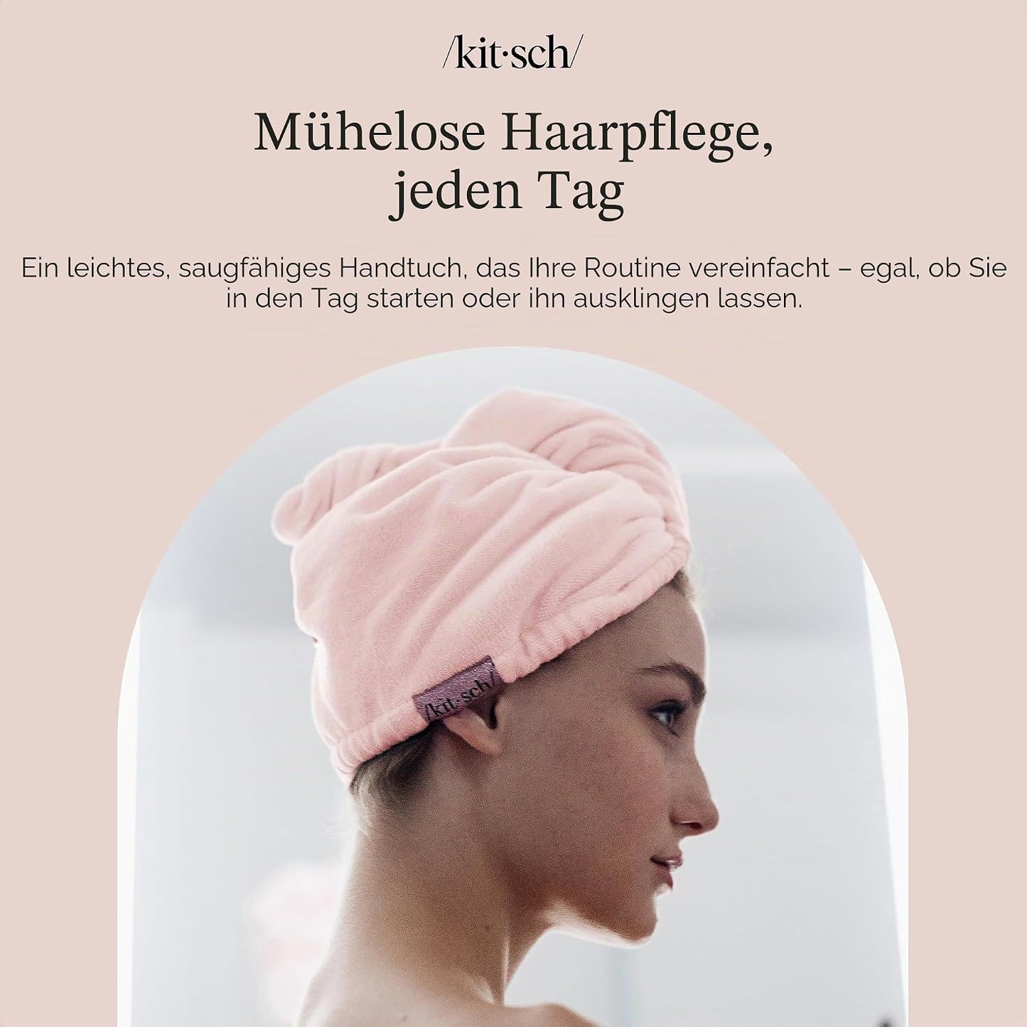 Mikrofaser Handtuch für Haare Anti-Frizz Wrap, Rosa