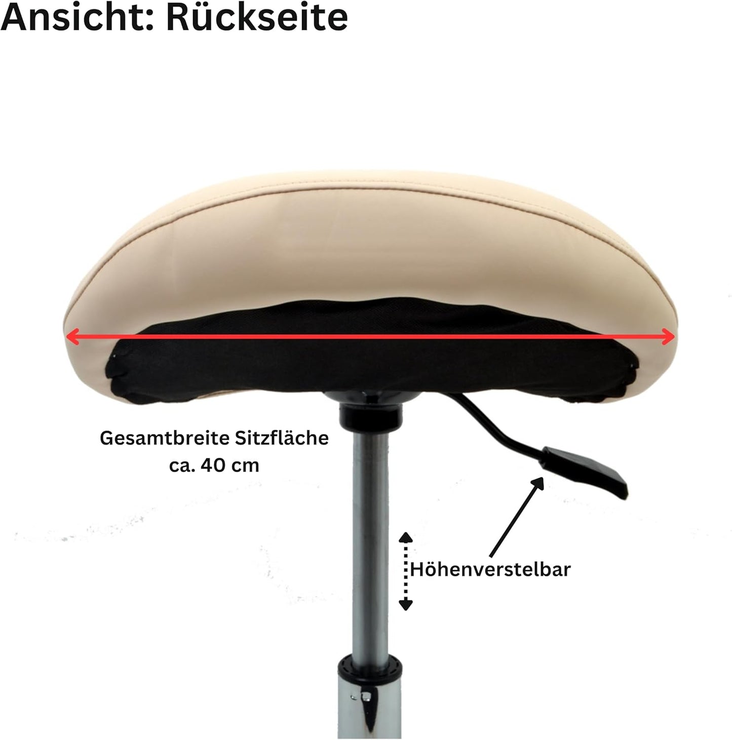 Ergonomischer Sattelhocker mit Gummirollen und Fussring