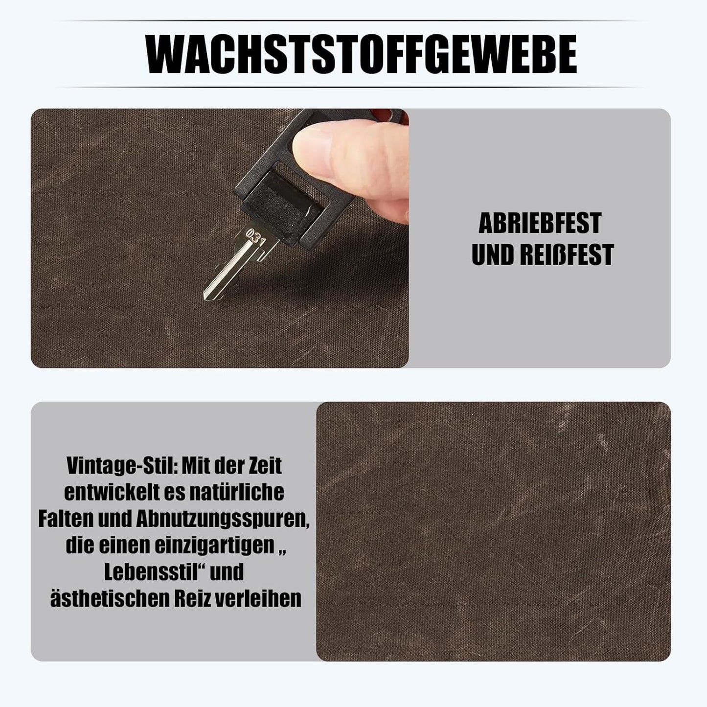 Wasserabweisende Vintage-Umhängetasche, Braun 15,6-Zoll