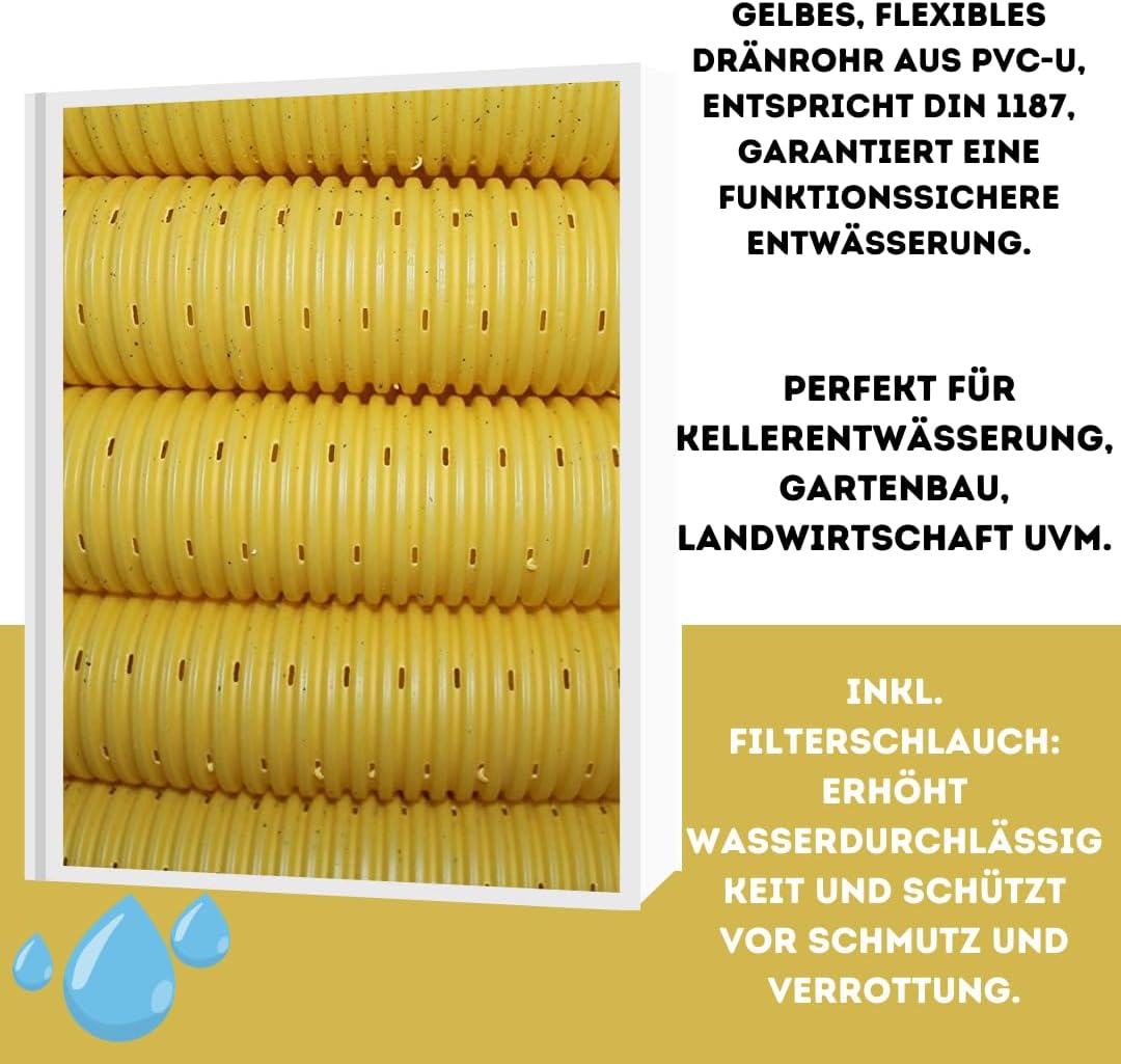 Drainagerohr Set mit Filterschlauch DN 50, 10m