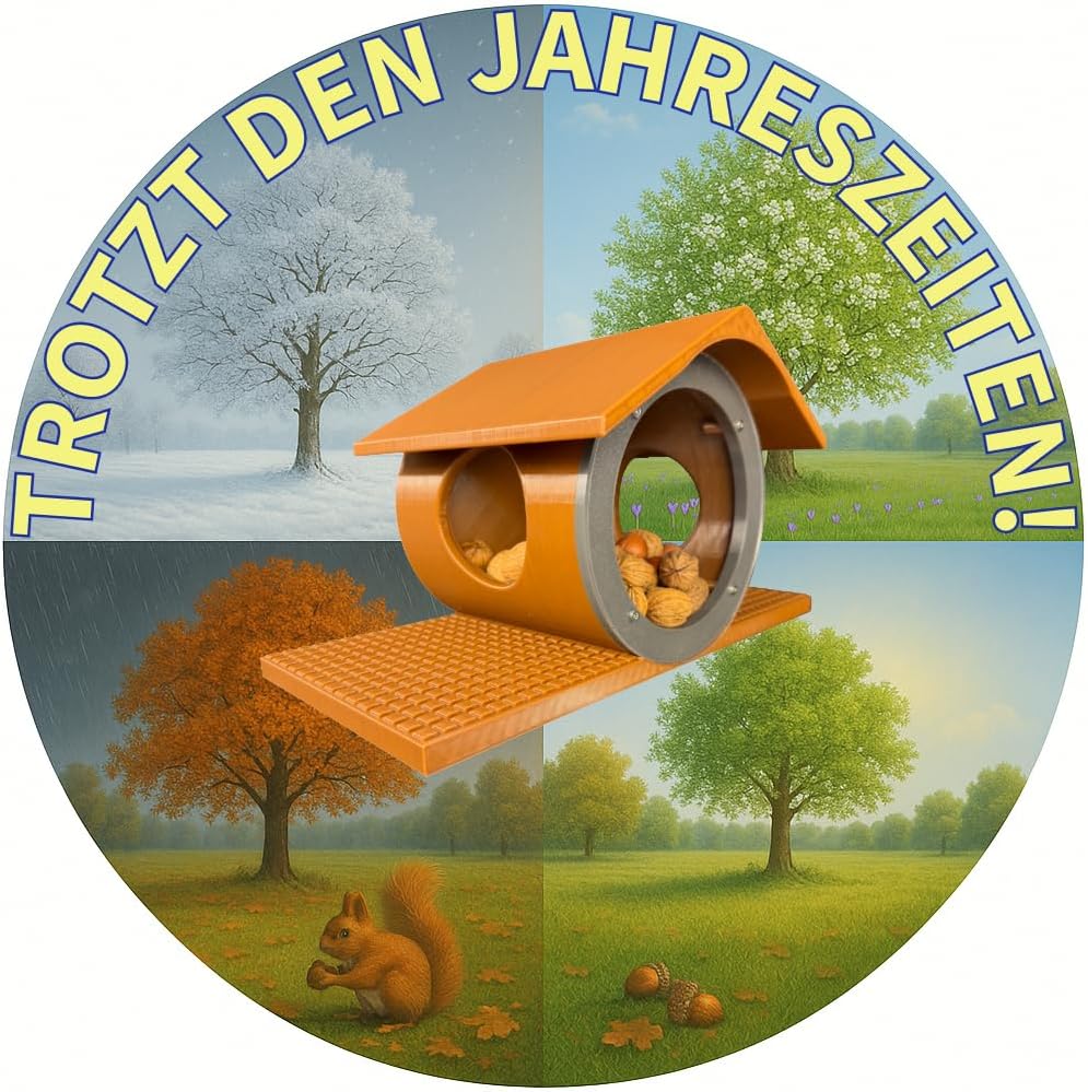 Eichhörnchen-Futterhaus mit herausnehmbarer Kartusche, Braun mit grauem Frontring