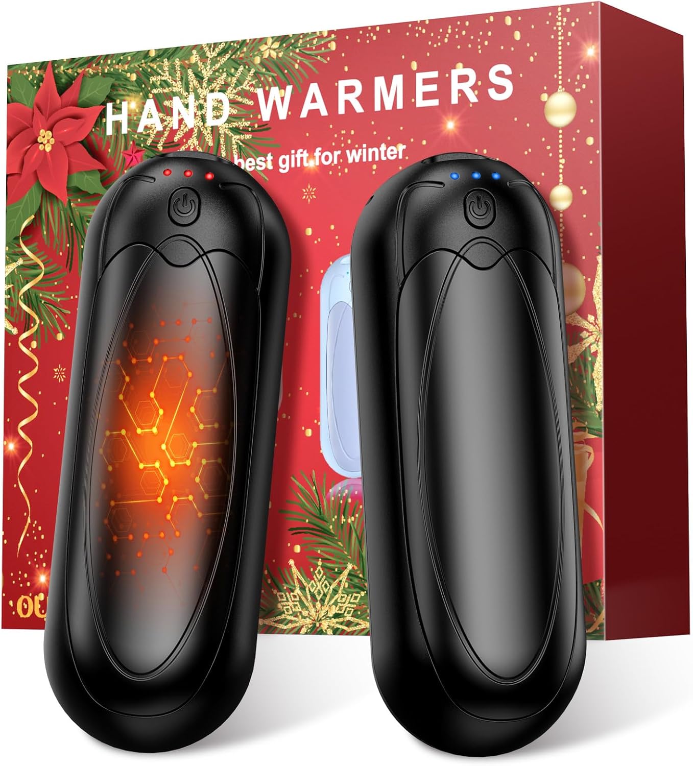 2er-Set Wiederaufladbare Handwärmer, 4-Pack Schwarz