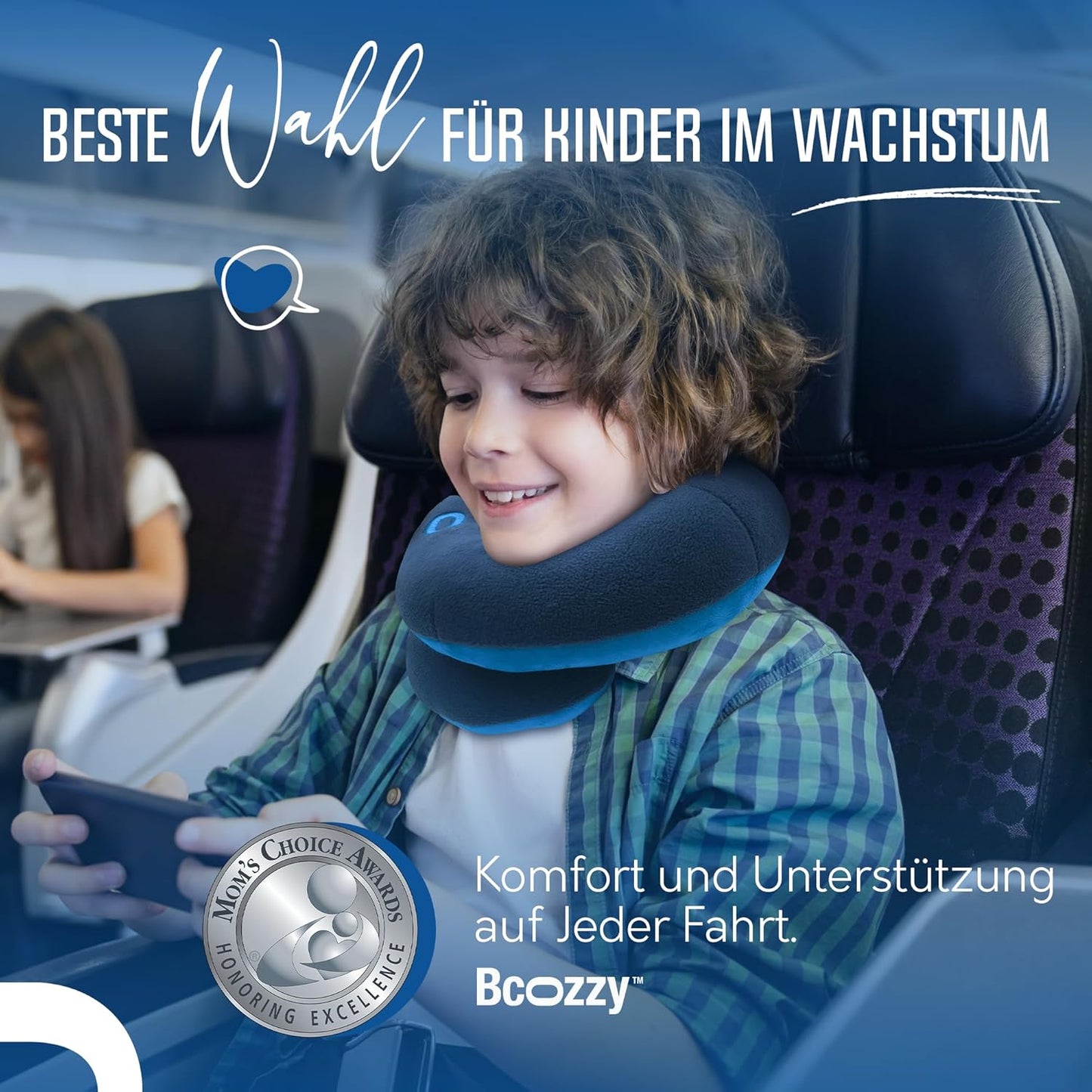 Kinnstützendes Reisekissen für Kinder, Medium (Kids 8-12 Y/O) Grau Silber