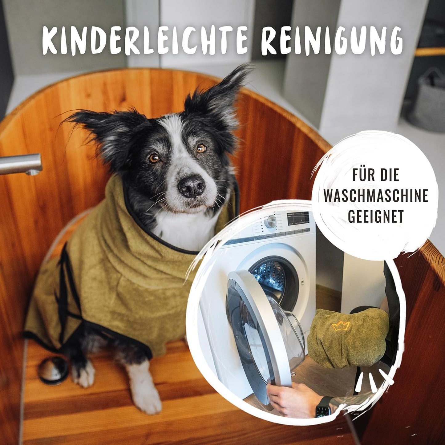 Hundebademantel, L Khaki
