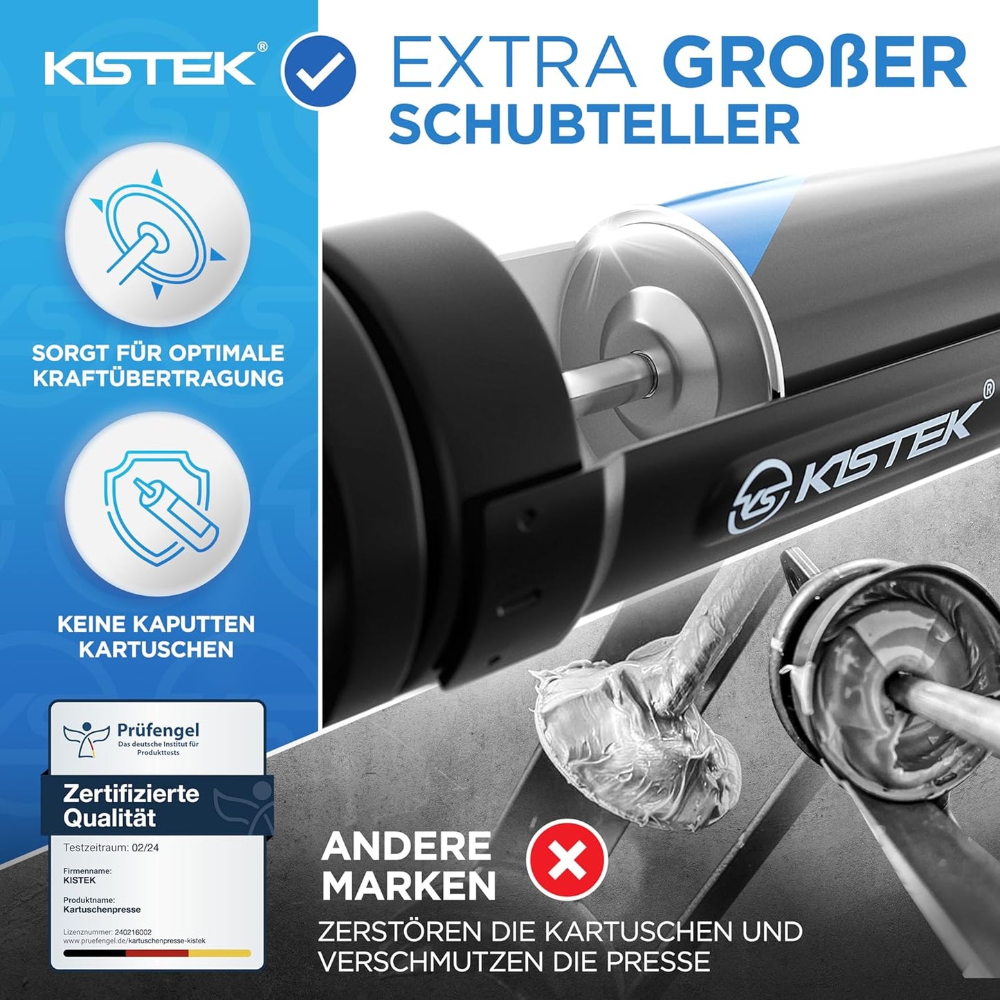 Profi Kartuschenpresse mit 24:1 Übersetzung, KISTEK® Kartuschenpresse 310ml
