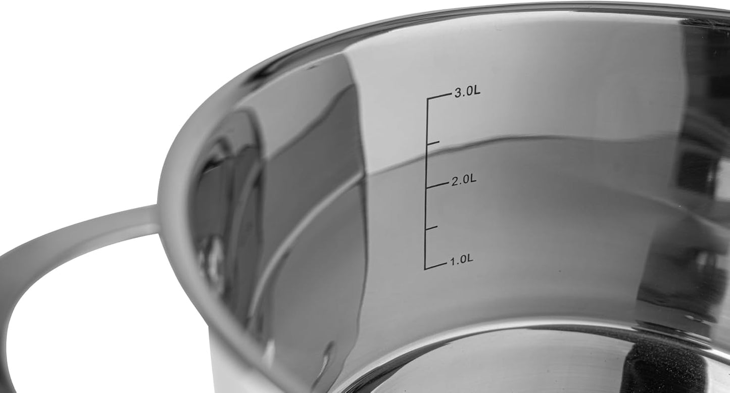 3-teiliges Induktions-Kochtopf-Set mit Glasdeckeln und Innenskala