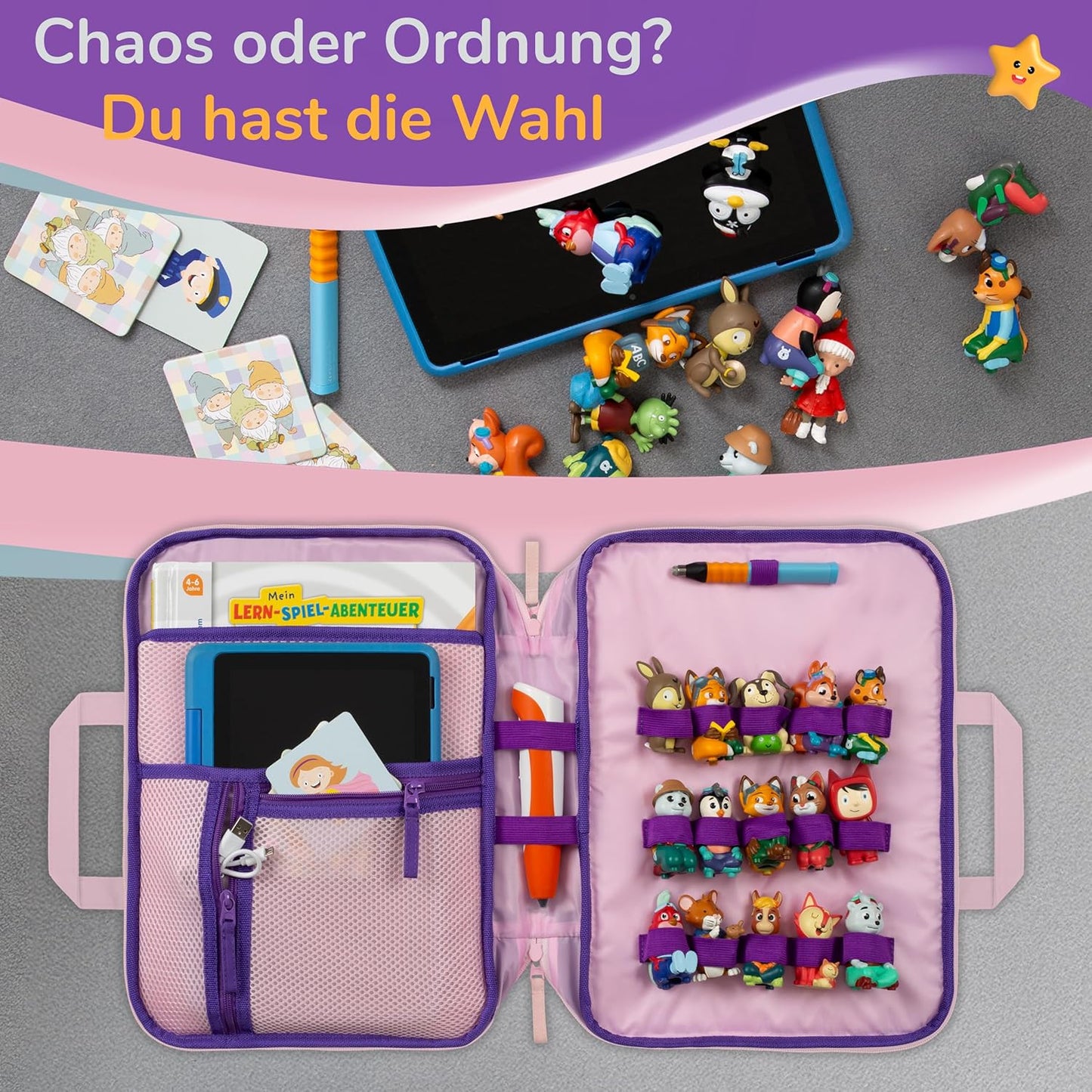 Tasche für Edurino, Tonie & TipToi Zubehör, Pia Prinzessin (Lila)