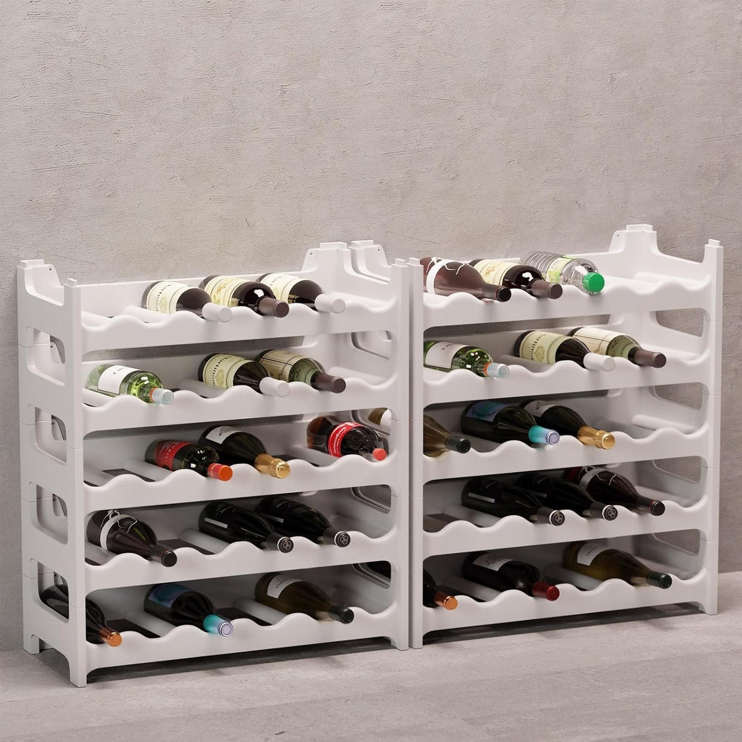Stapelbares Weinregal, Weiss 60 Flaschen