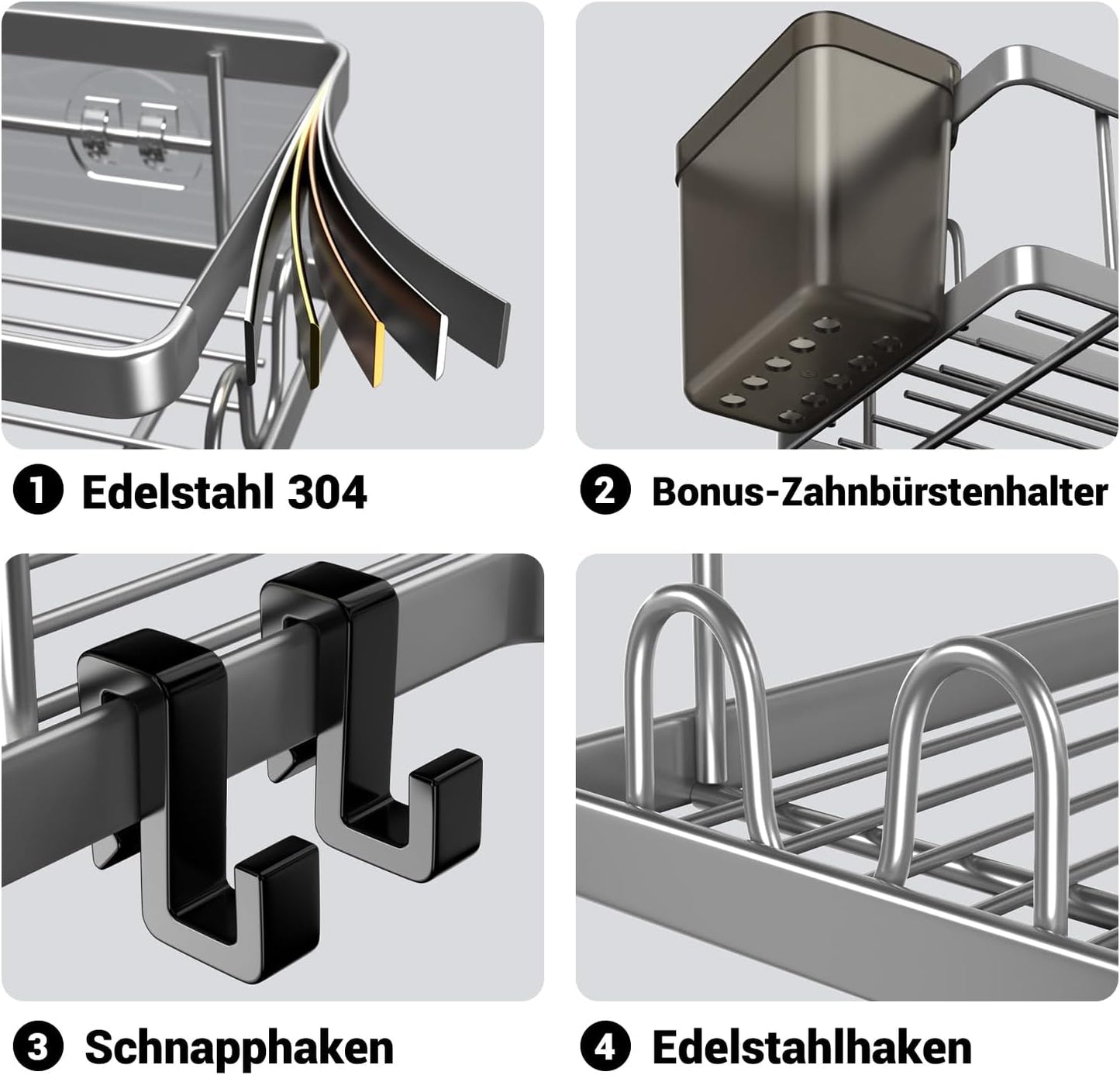 2-teiliges Duschablage-Set, Grau