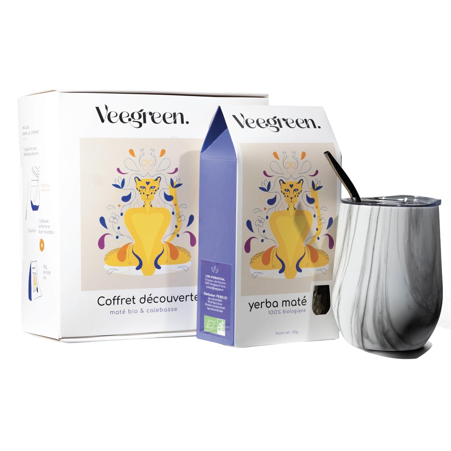 Yerba Maté Set mit Kalebasse und Bombilla, Khakigrün