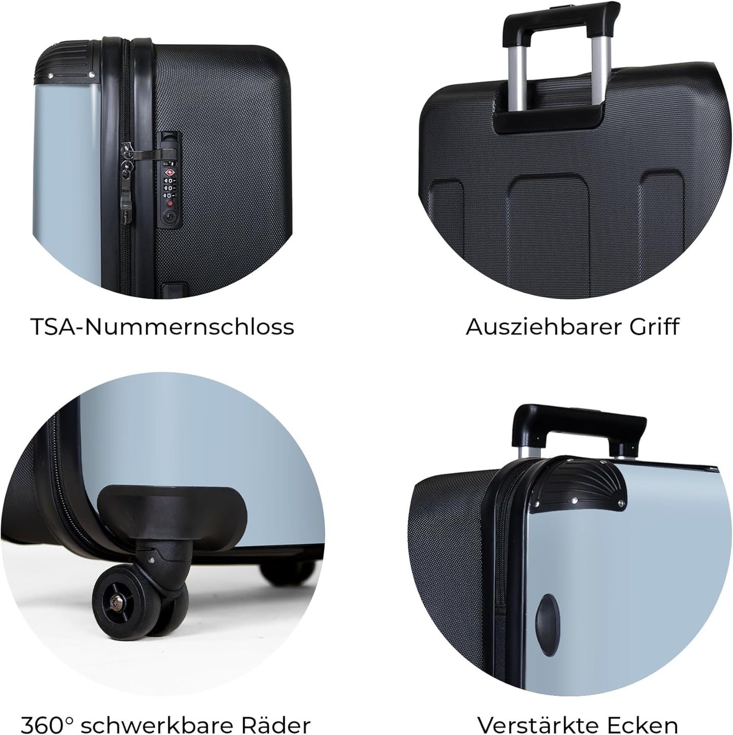 Hartschalenkoffer mit Rollen und TSA-Schloss, Einfarbig - Blau Grösse XL
