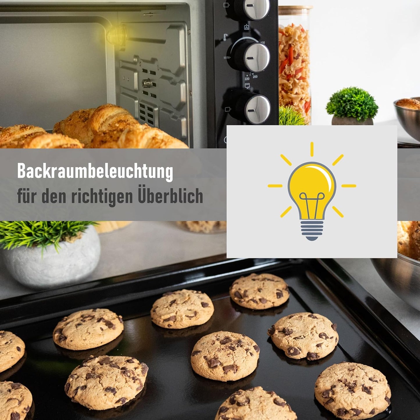 Minibackofen 70450 mit Umluft, Drehspiess und Krümelblech