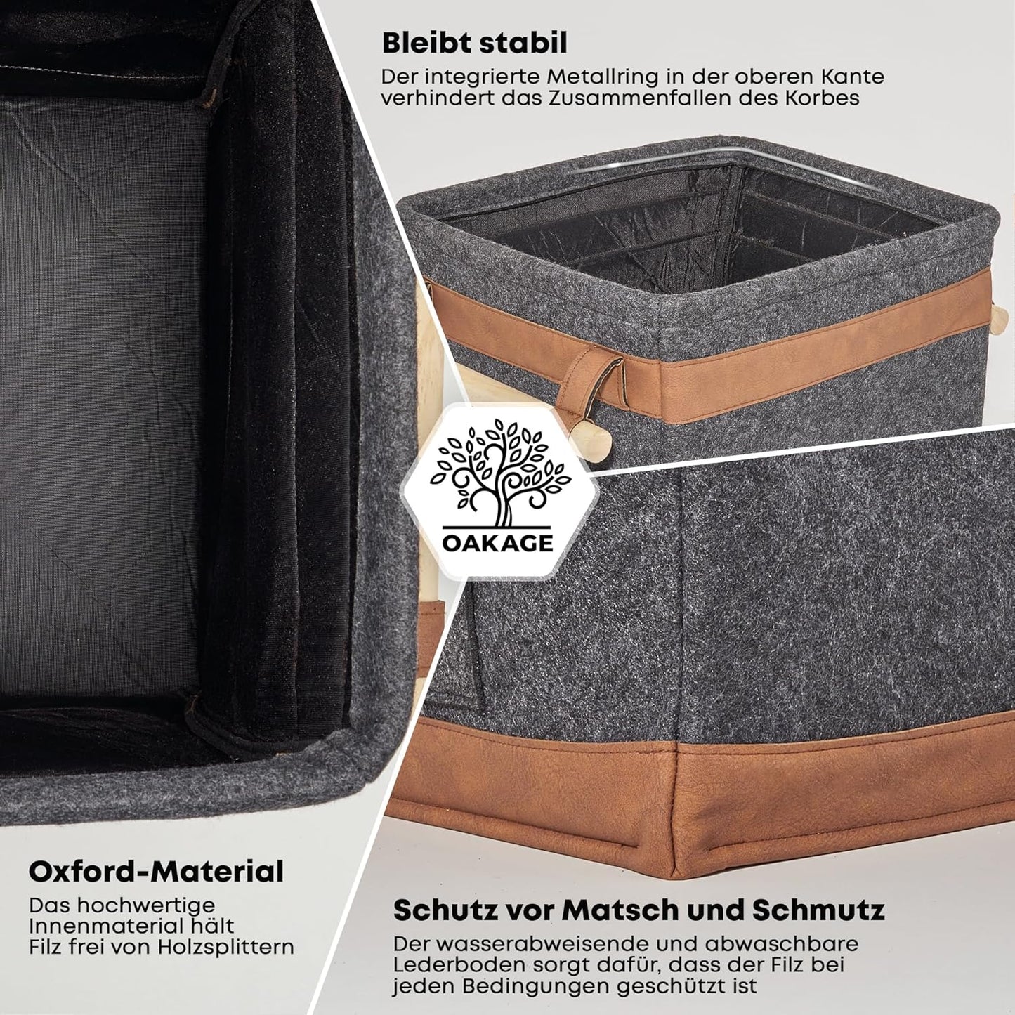 Holzkorb, Dunkelgrau Bundle