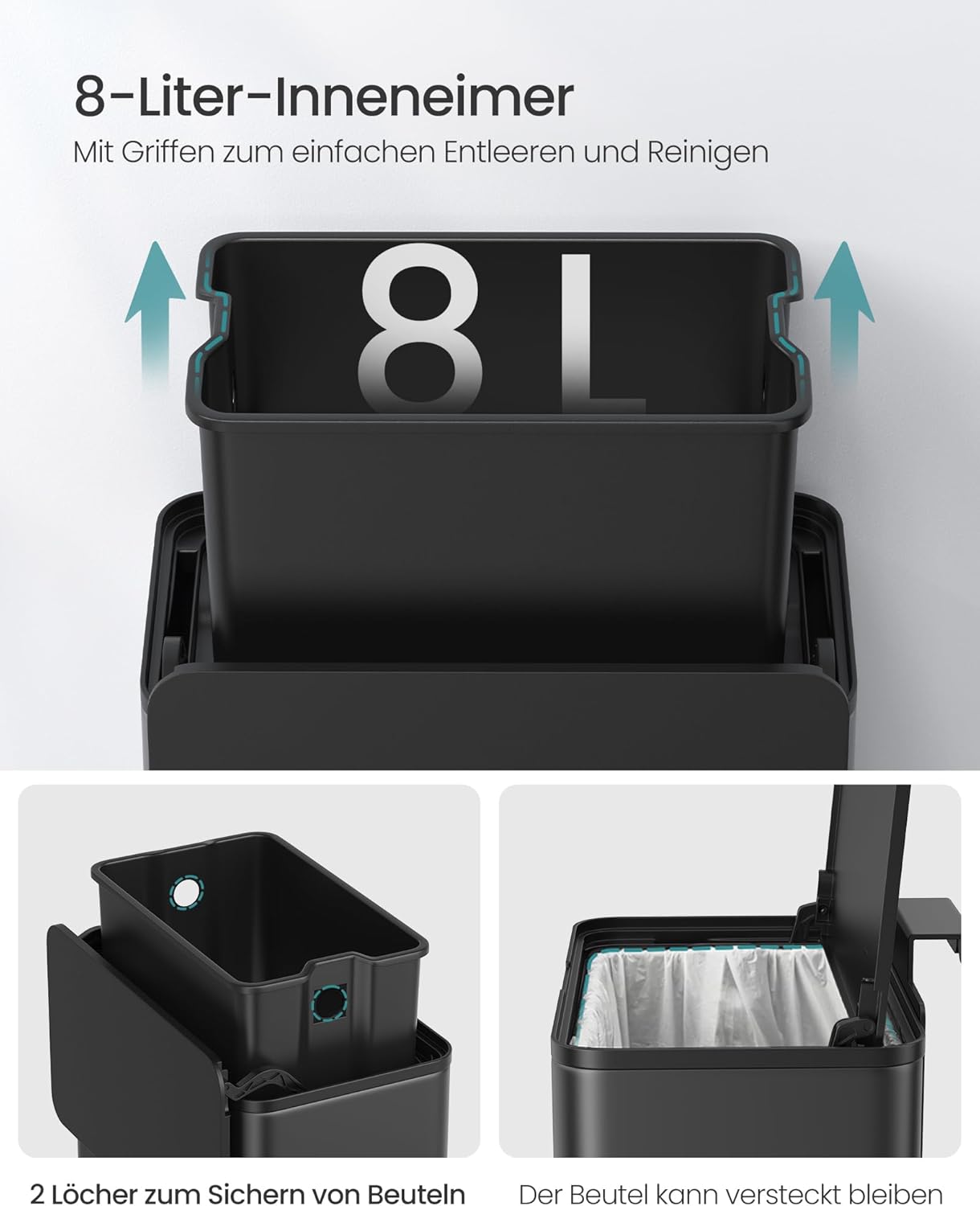Hängender Komposteimer, tintenschwarz