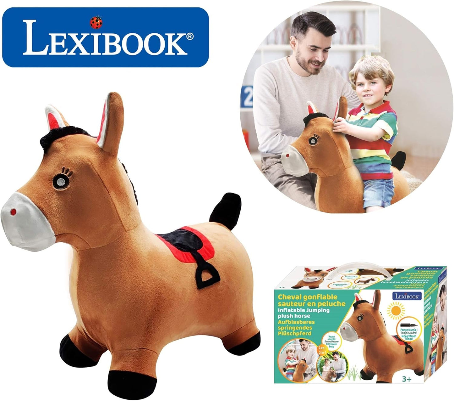 Aufblasbares Hüpf-Pony mit Pumpe und abnehmbarem Bezug, Pony - Mit Hülle