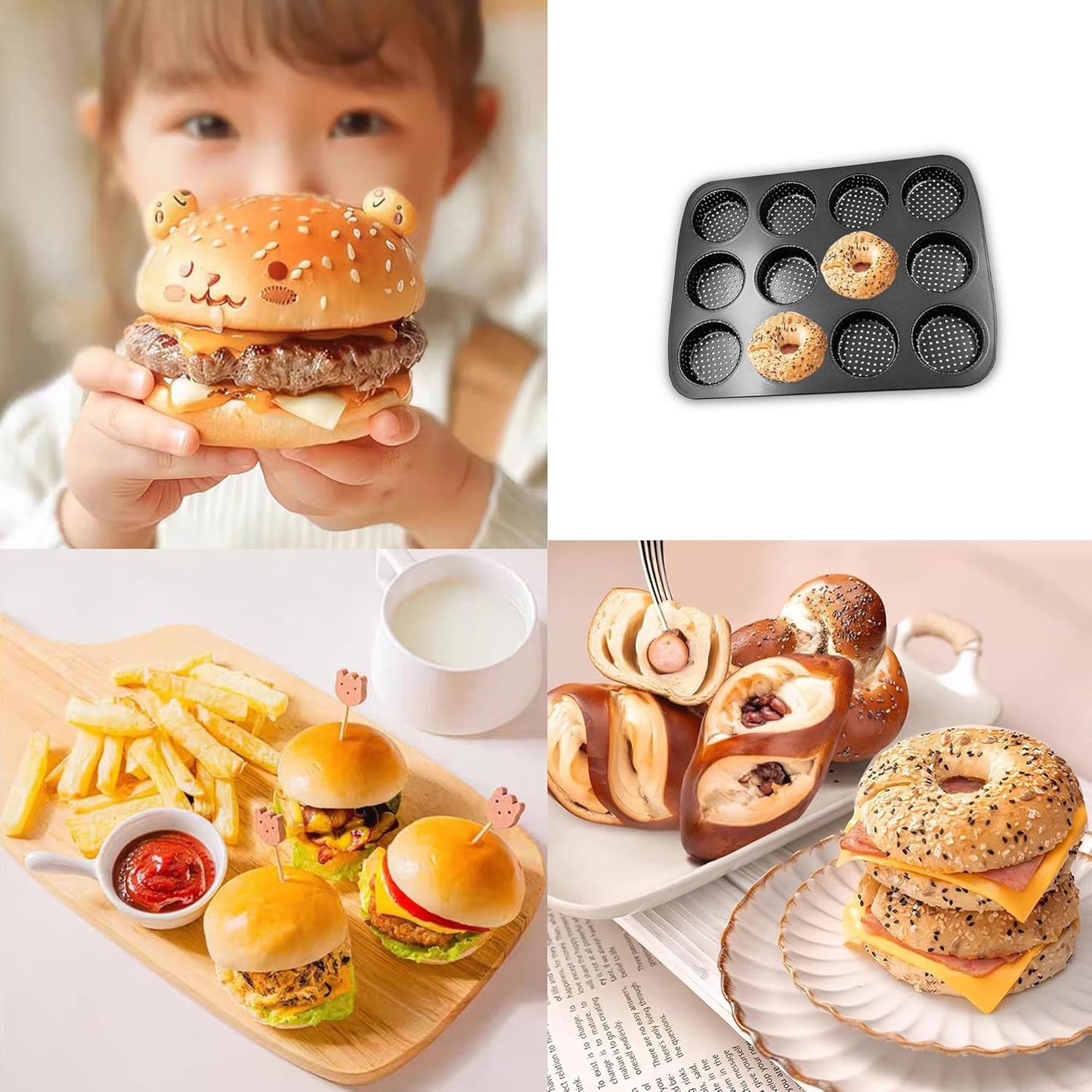Mini Burger Brotblech mit Antihaftbeschichtung für 12 Bürgerbrötchen