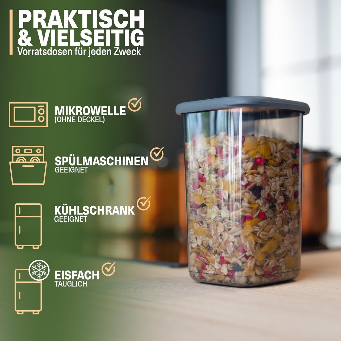 18-teiliges Vorratsbehälter-Set, 18er Mix Set Grau