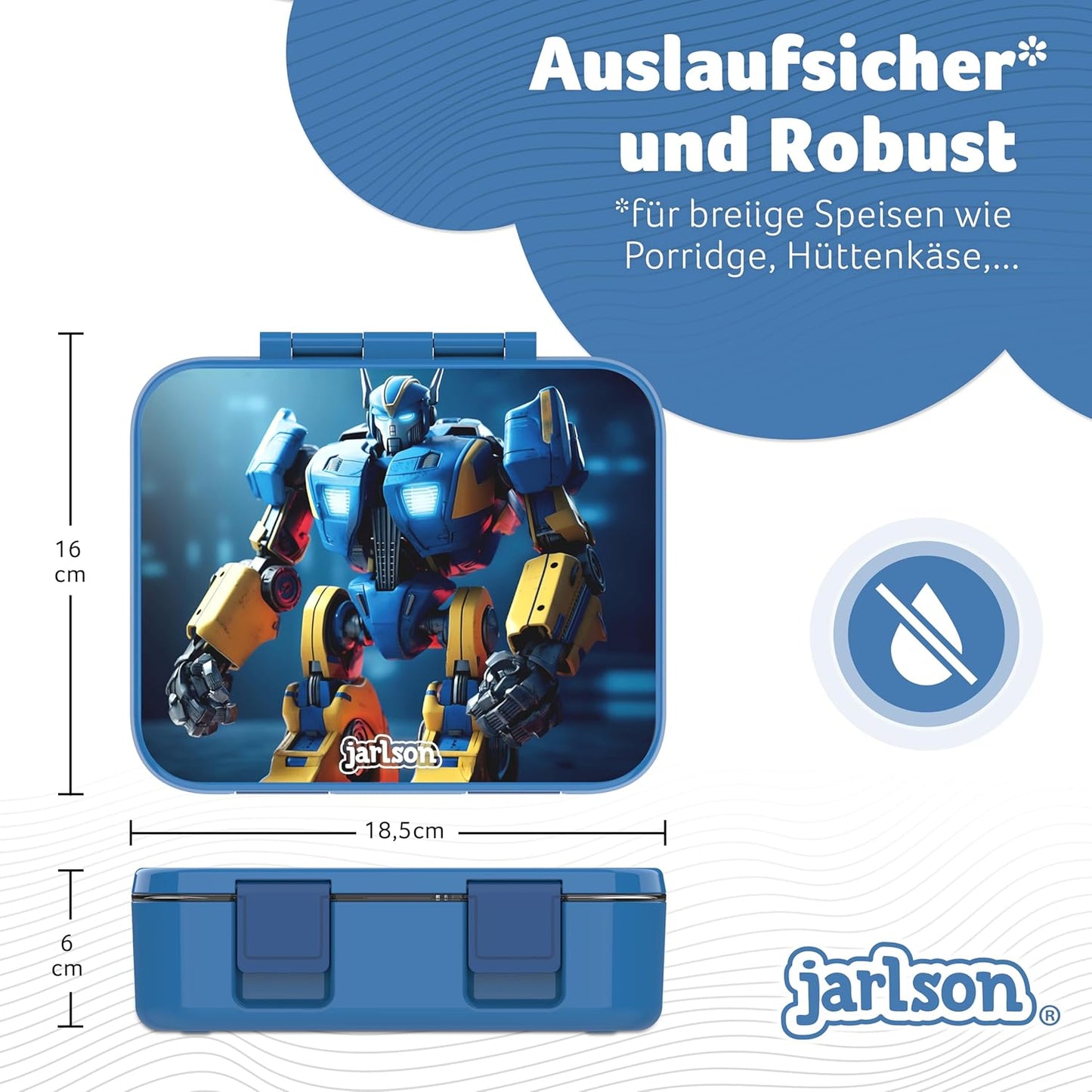 Kinder Bento Lunchbox mit Trennfächern, Roboter Blau