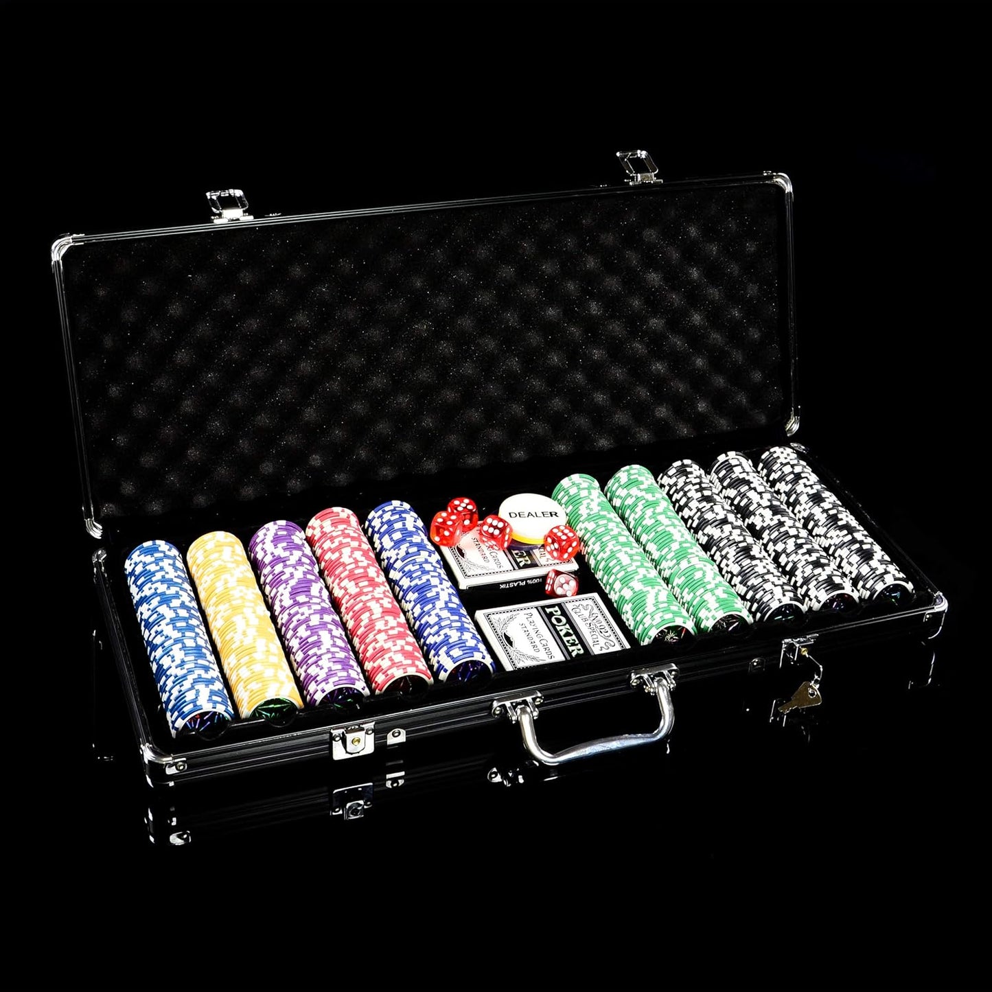 Pokerkoffer-Set mit 500 Jetons & Zubehör