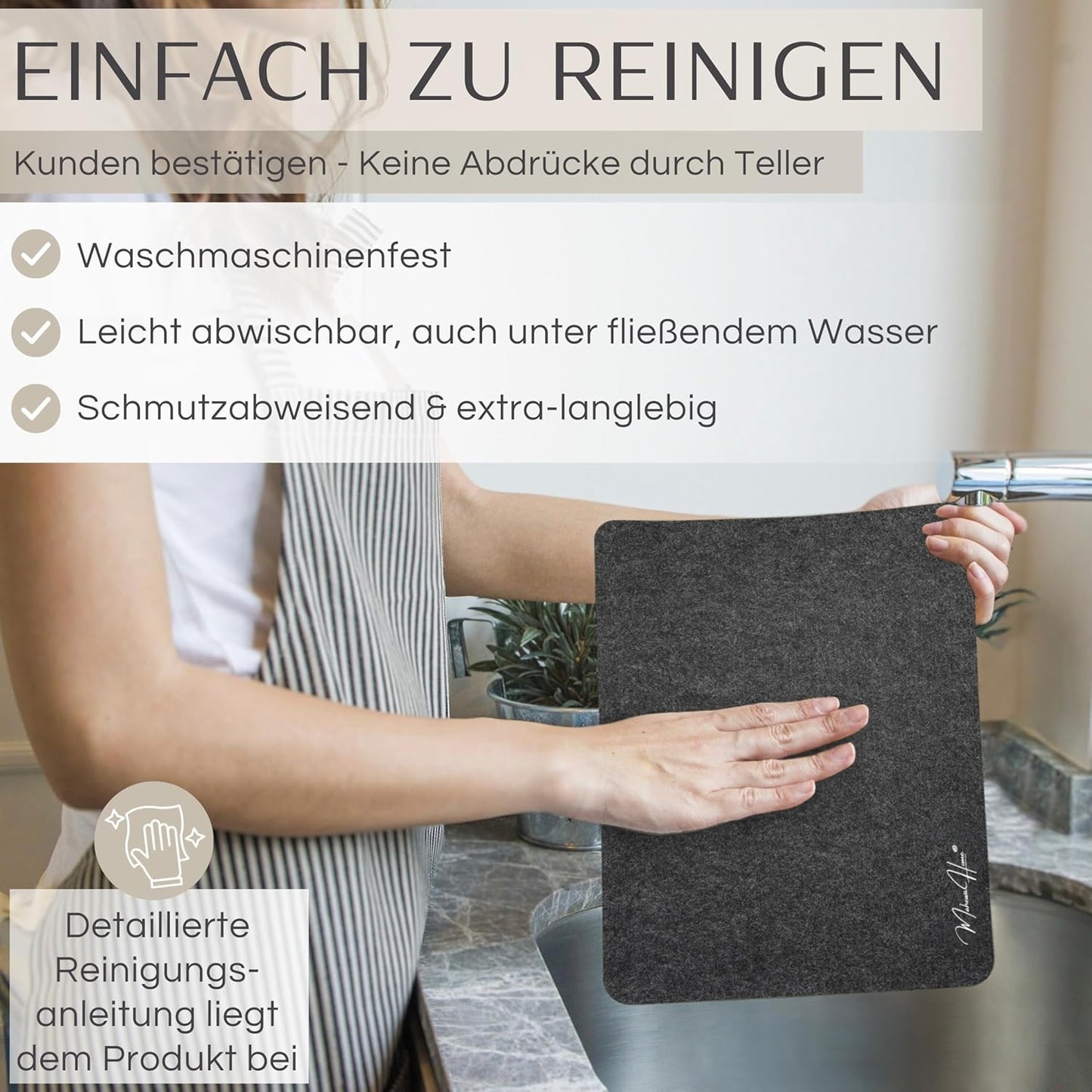 6er-Set Filz-Tischset, Anthrazit - Weiss 6er Set